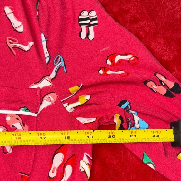 Kate Spade Red Holiday Pajama Top - Shoe Print - Women's Small - Picture 6 of 7